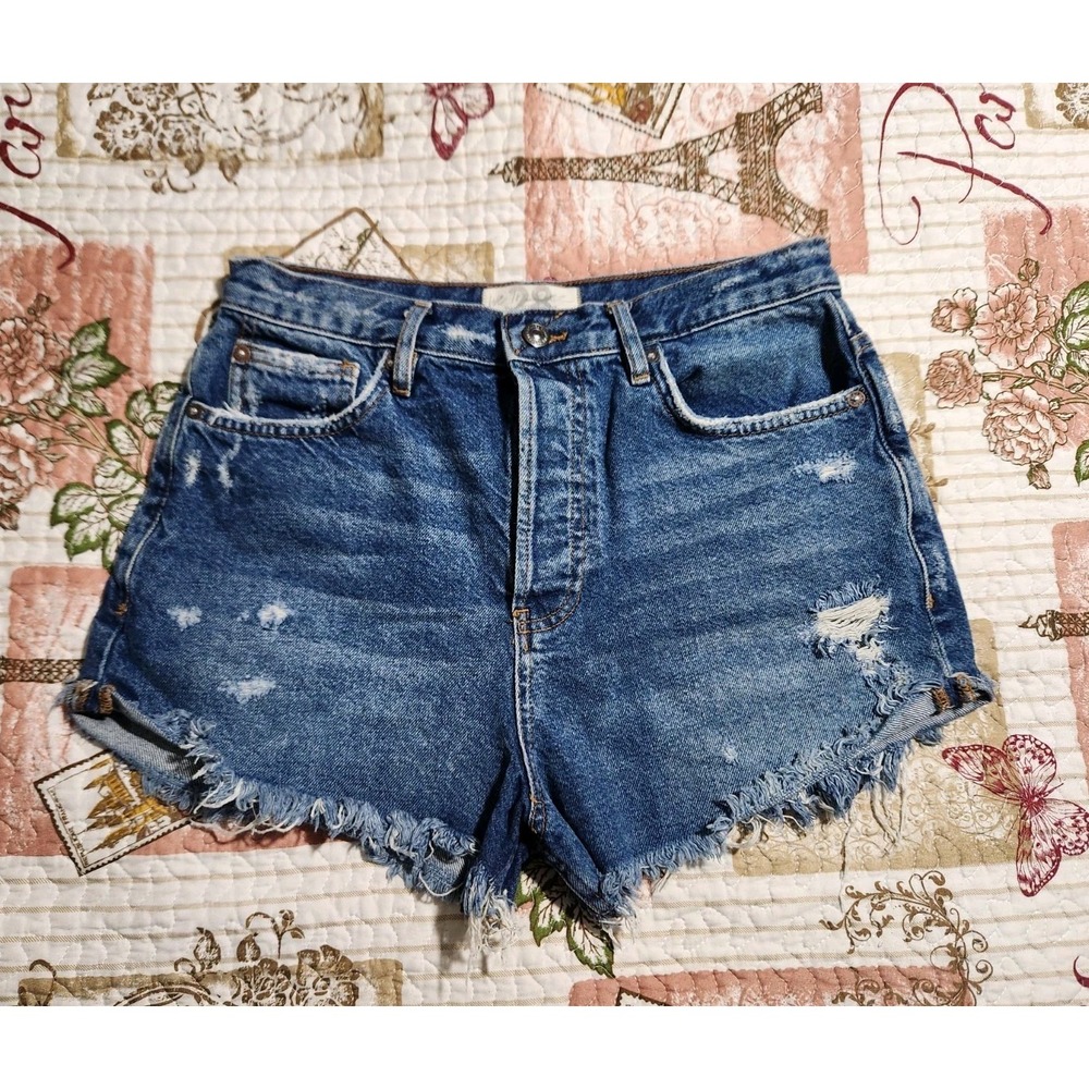 Free People We The Free Distressed Denim Cutoff Jean Shorts 28 Cotton Button Fly